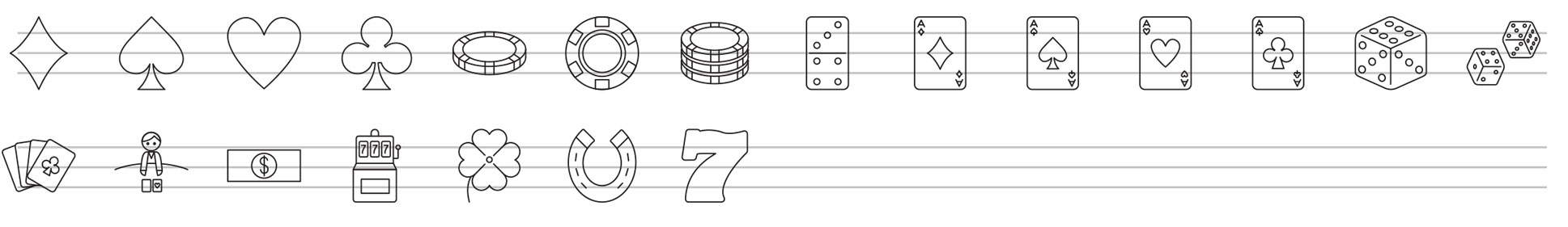 casino gambling line icons