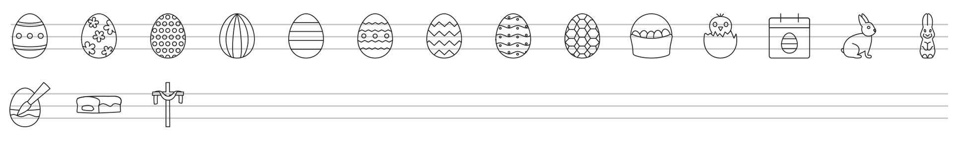 easter line icons