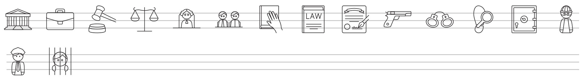 law justice line icons