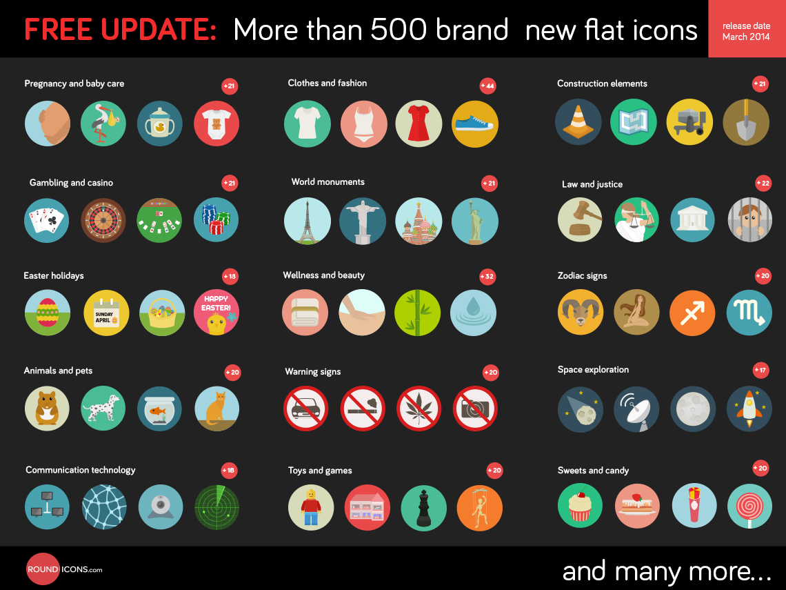 500 flat icons set preview