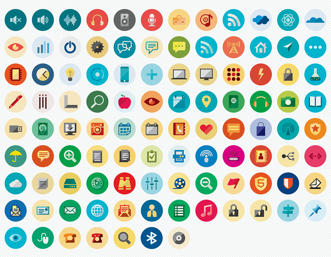 Scenicons Flat Vector Icons - Round Icons