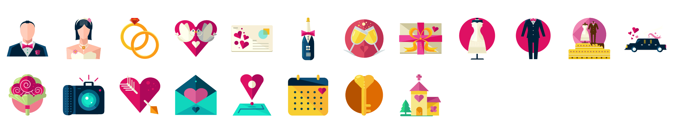 Wedding-flat-icons