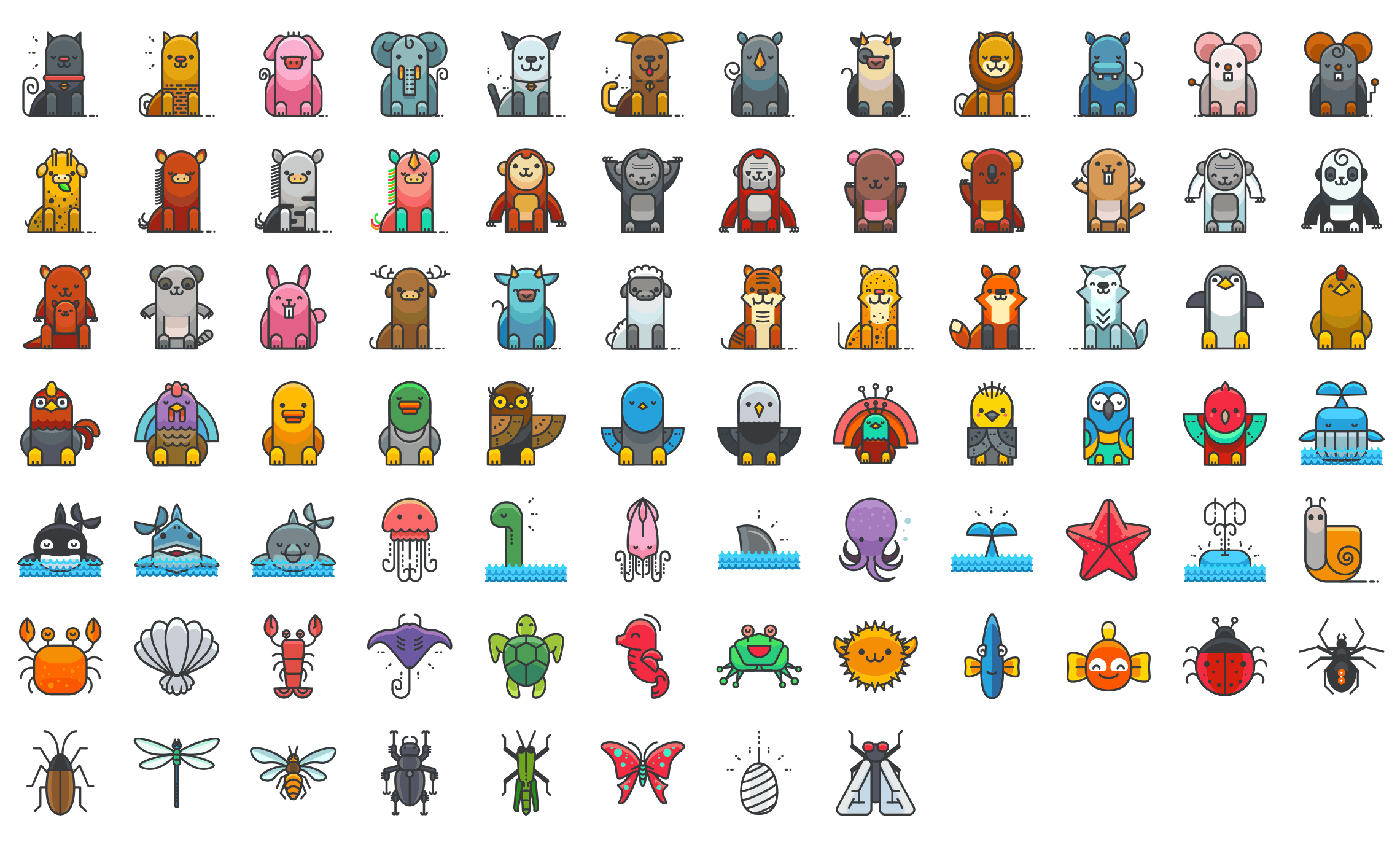 Animals-filled-outline-icons