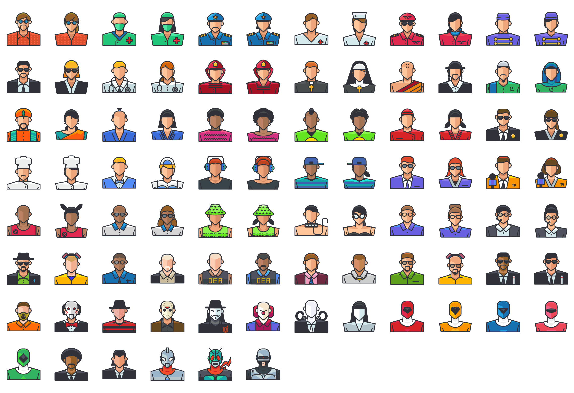 Avatars-filled-outline-icons