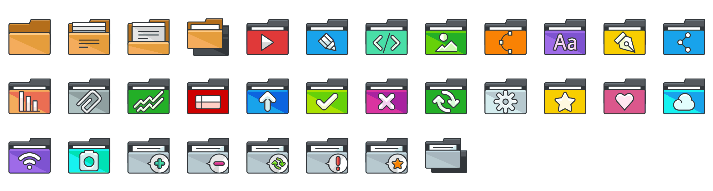 Folders-filled-outline-icons
