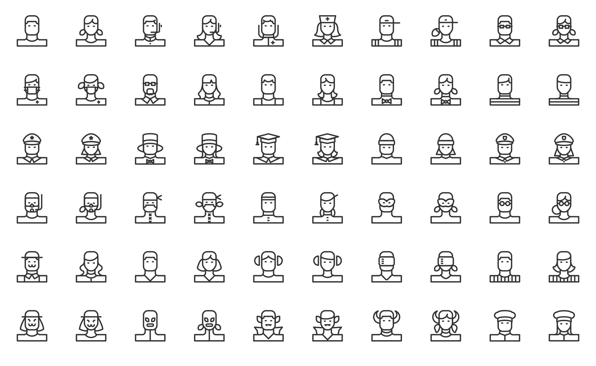 avatar users line icons