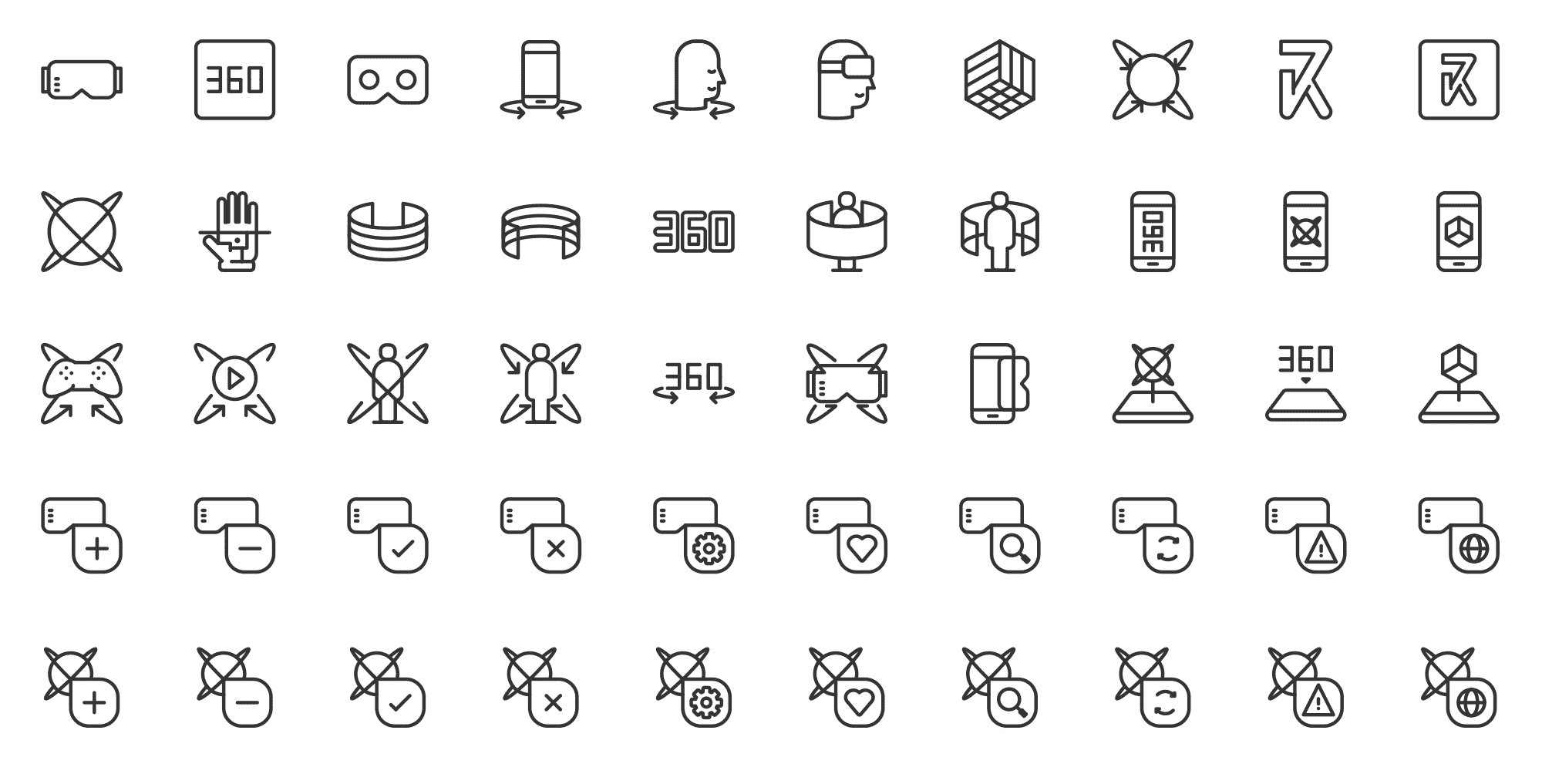 virtual reality line icons
