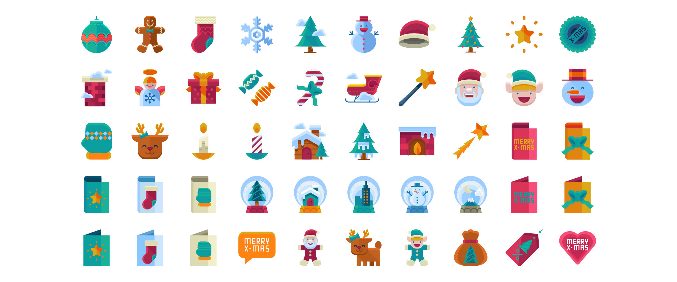 flat Christmas icons