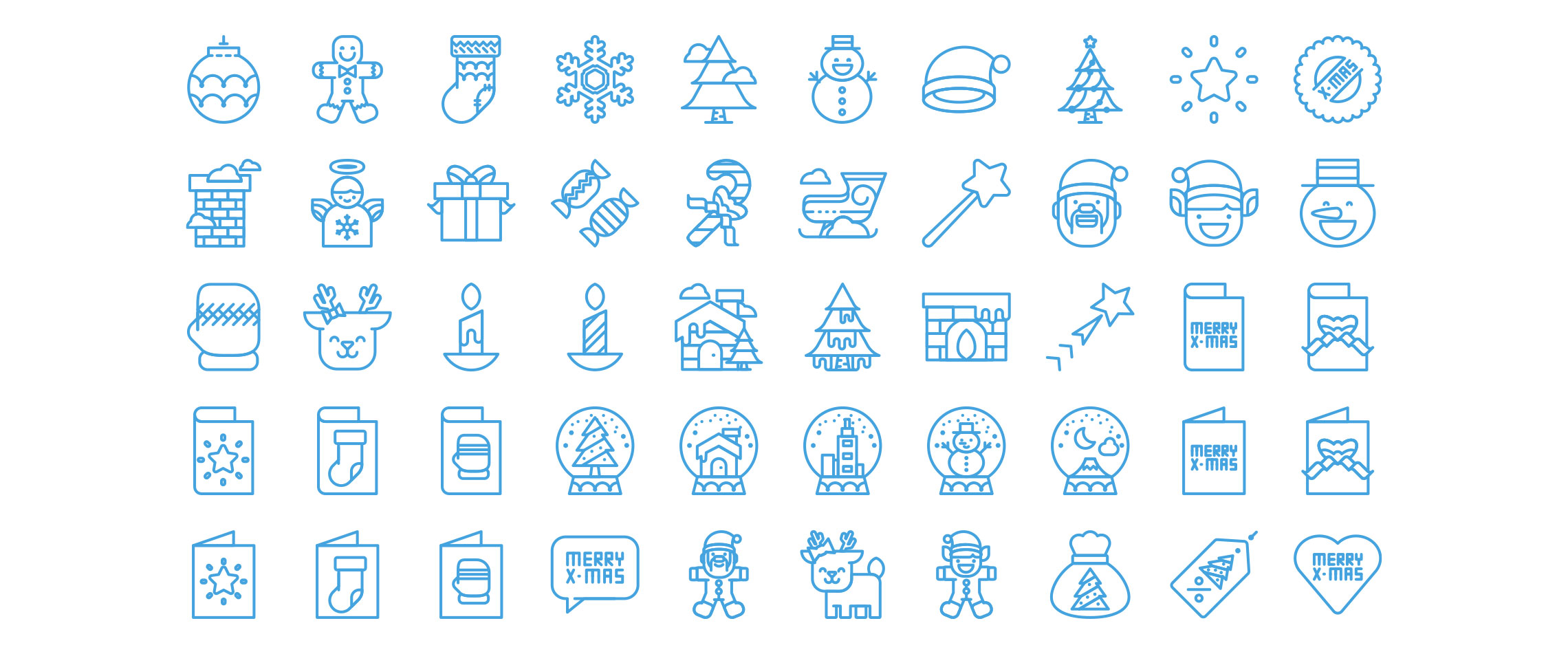 Line Christmas icons