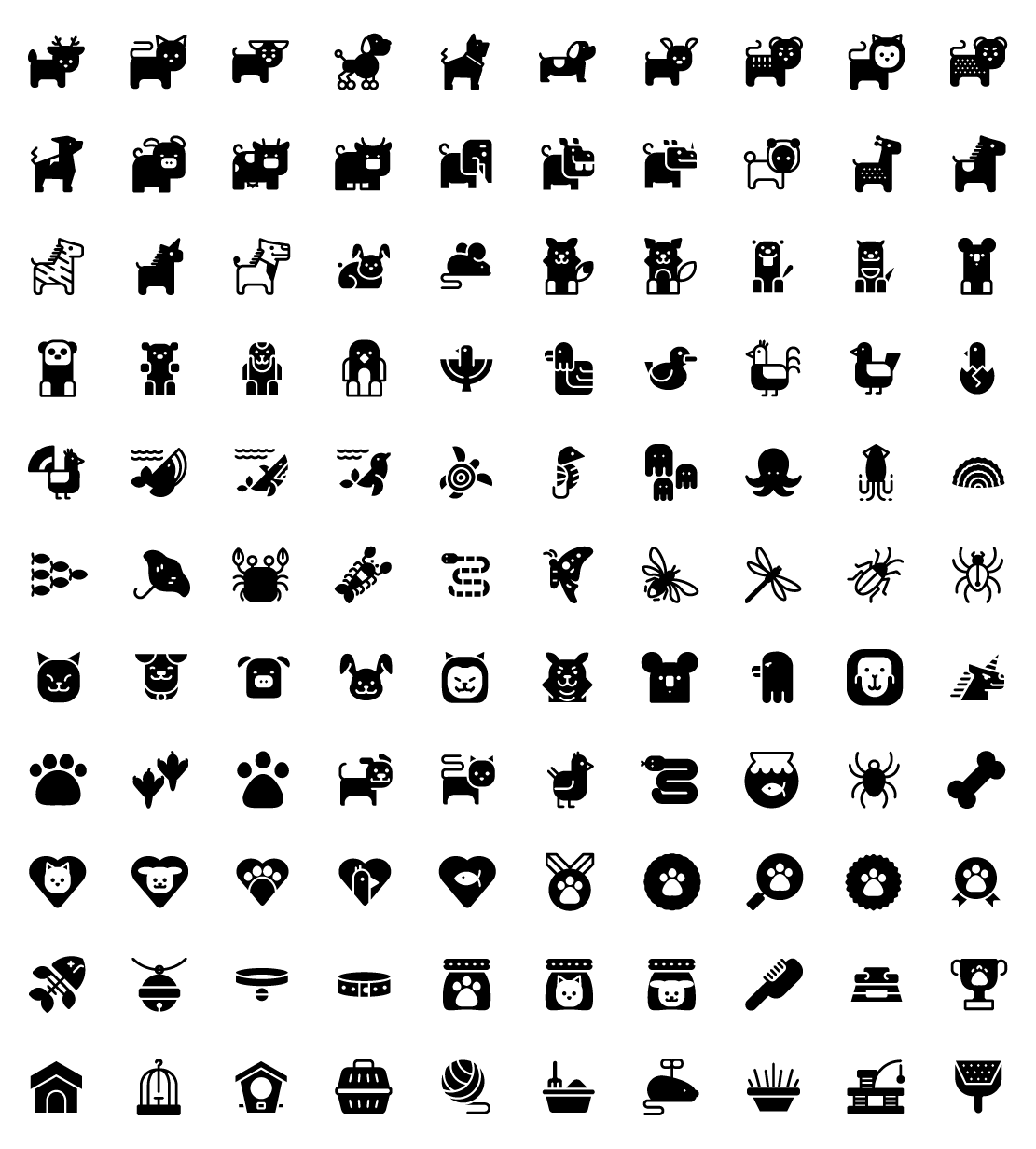 animals solid icons