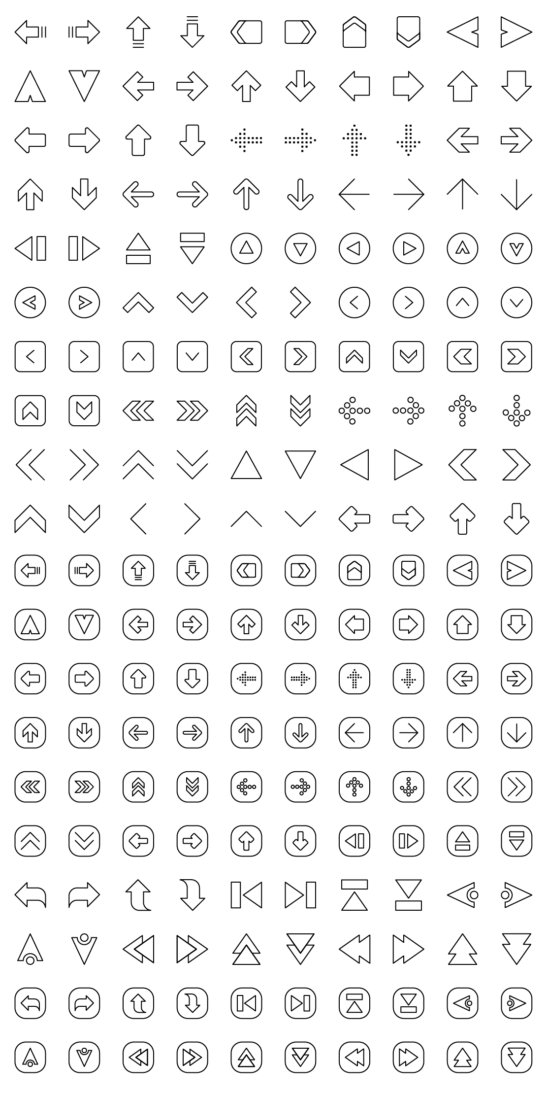 arrows line icons