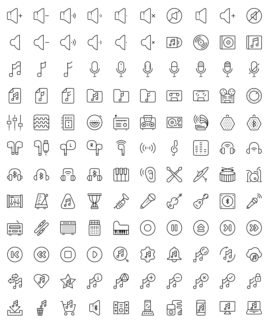 audio ui line icons