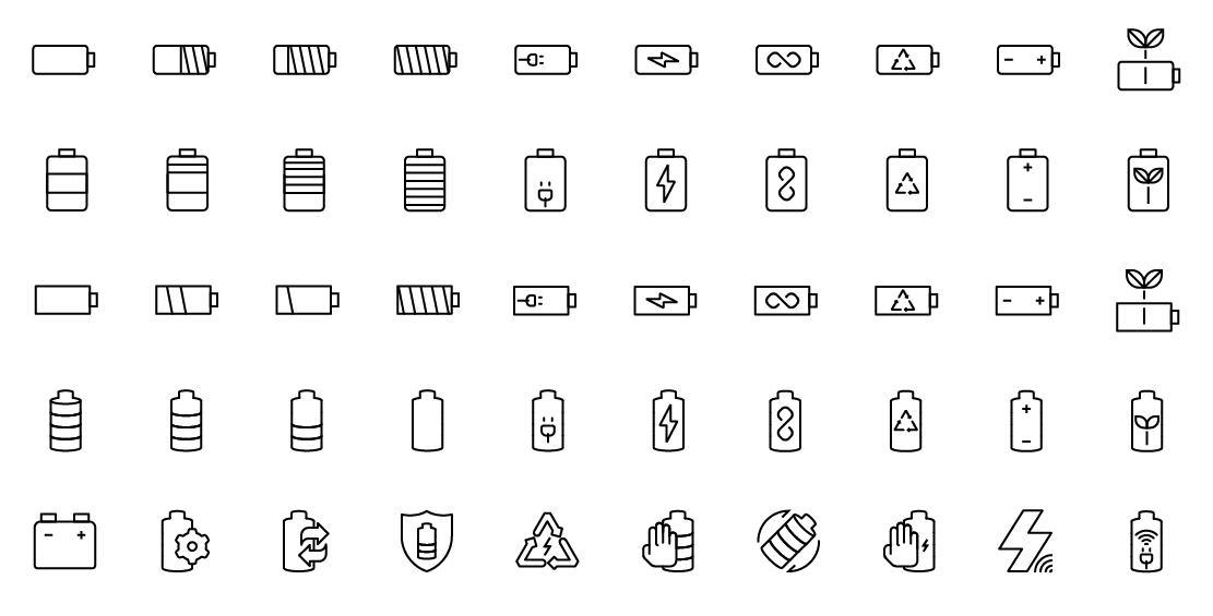 battery indicator line icons