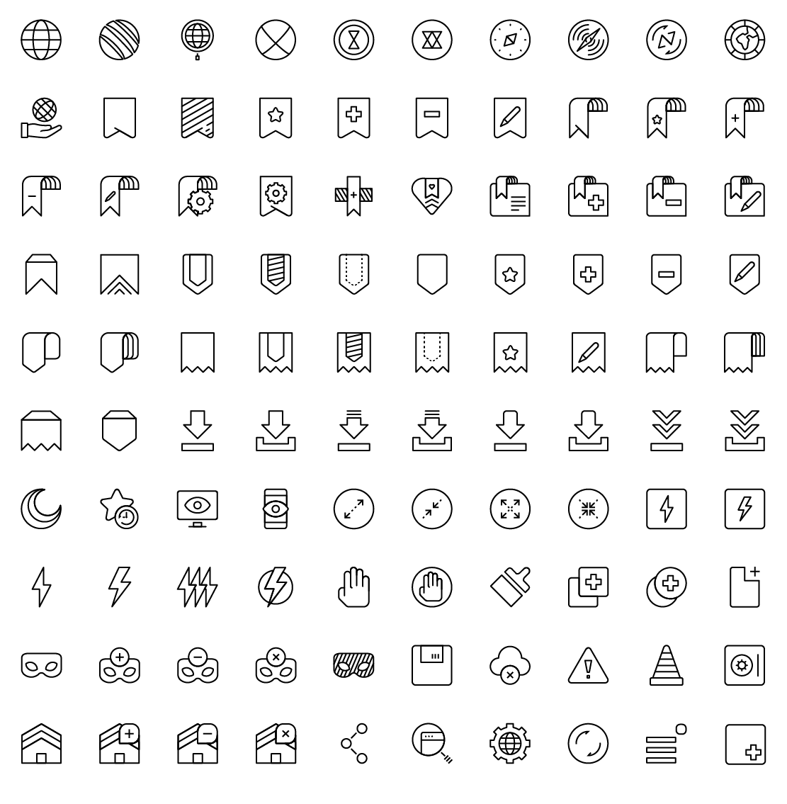 Browser App Content and Development Line Icons