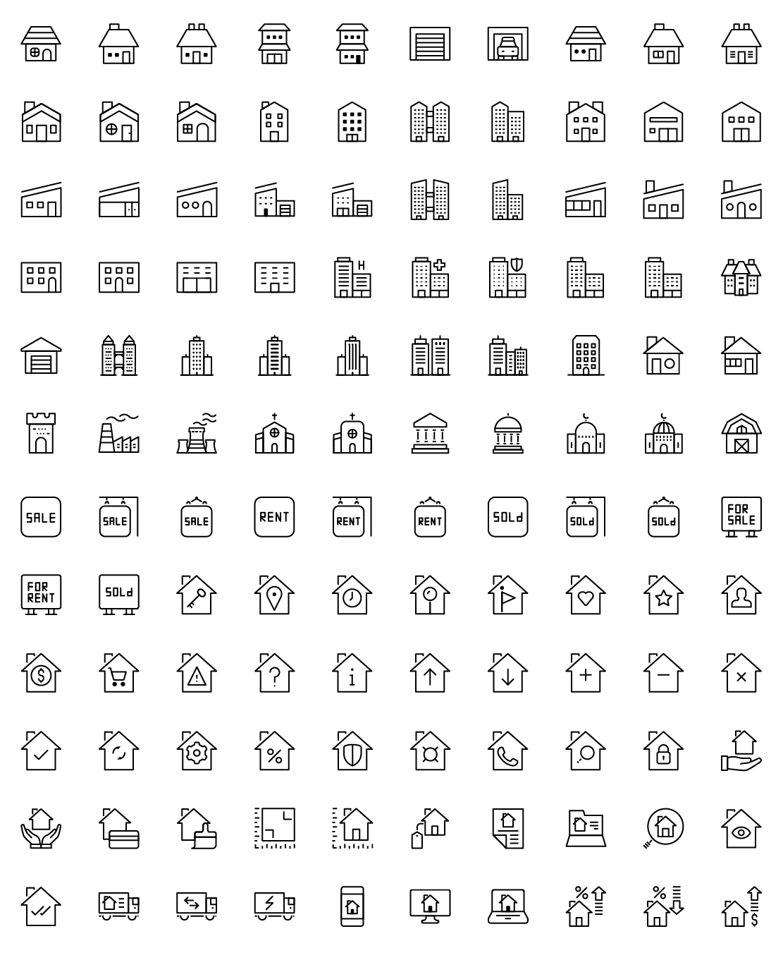 Buildings and Property Line Icons