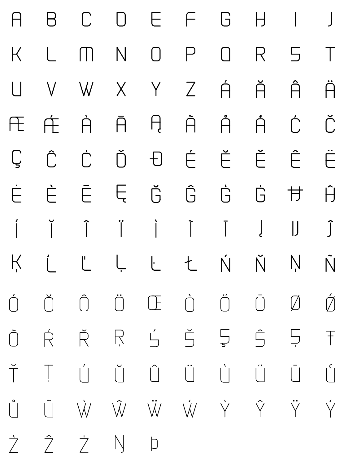 Capital Alphabet and Symbols Solid Icons