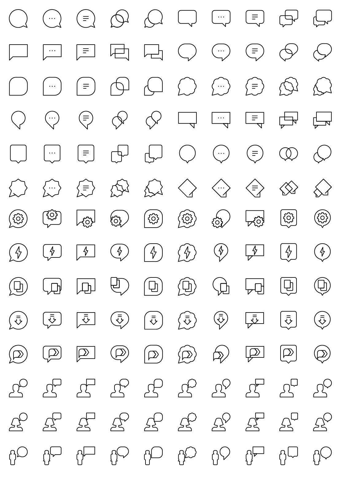 chat bubbles line icons