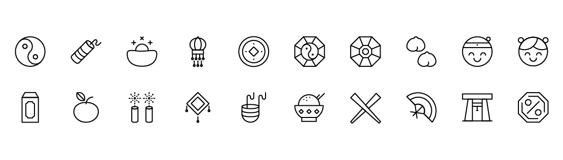 Chinese New Year Line Icons