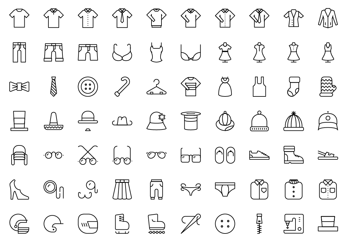 clothing and fashion line icons