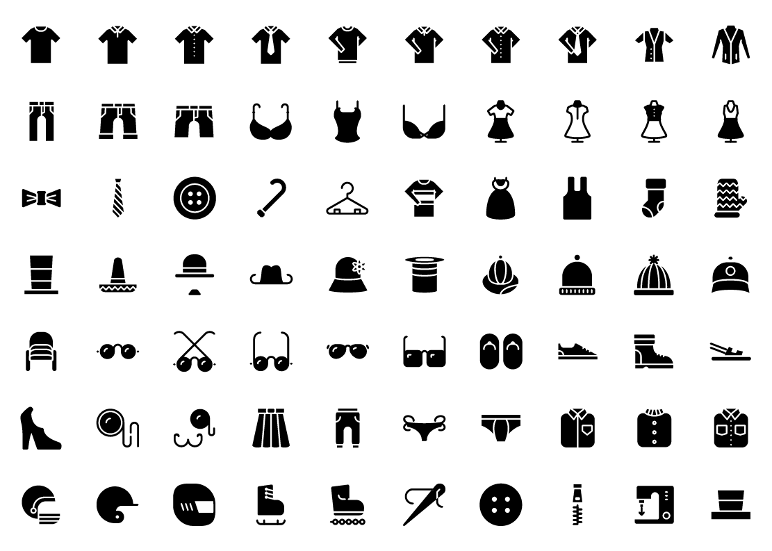 clothing and fashion solid icons