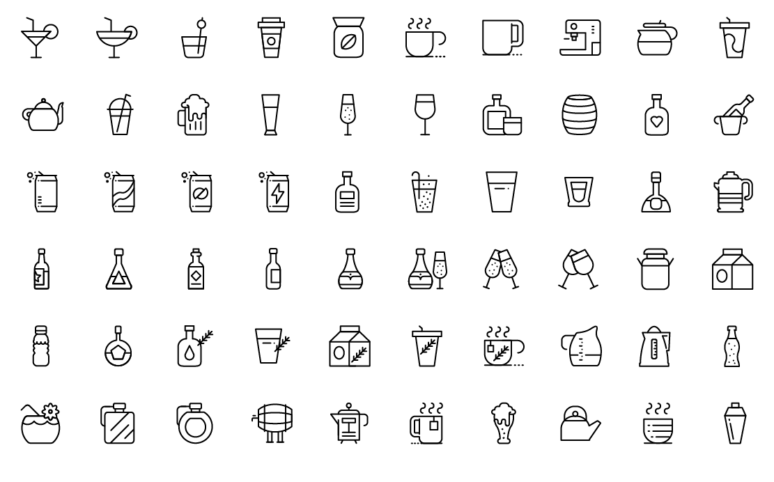 drinks line icons