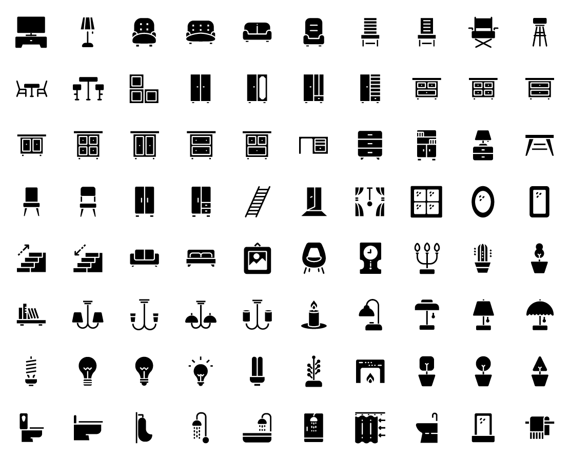 furniture solid icons