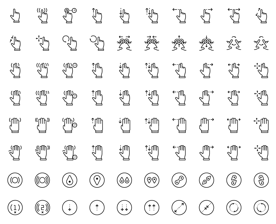 gesture and touch line icons