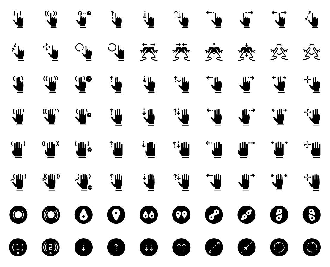 gestures and touch solid icons
