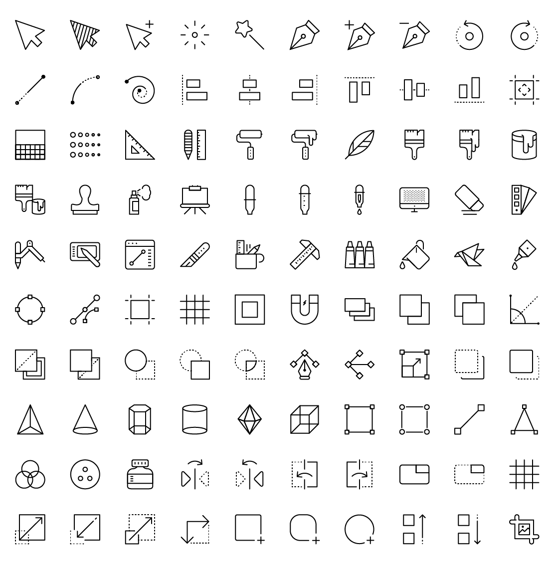 graphic design tools line icons