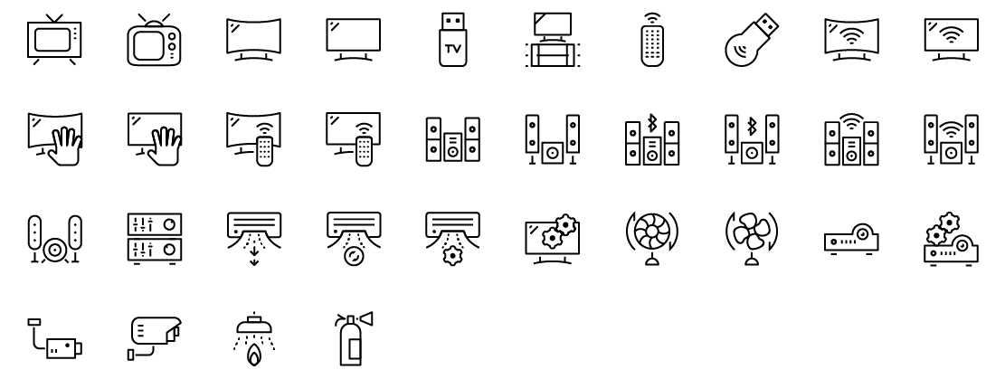 home appliances line icons