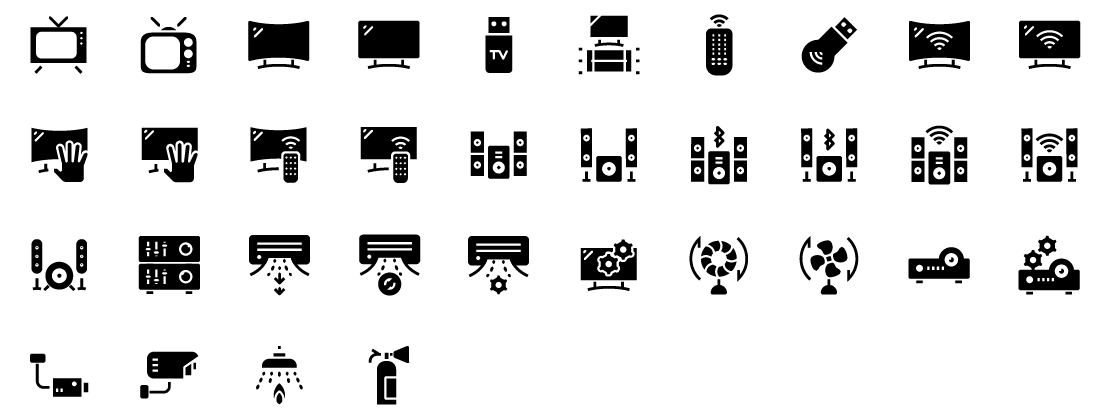 home appliances solid icons