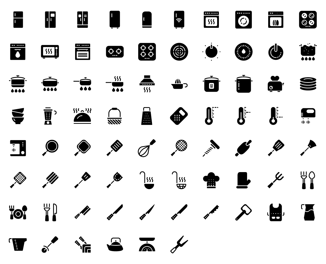 kitchen appliances solid icons