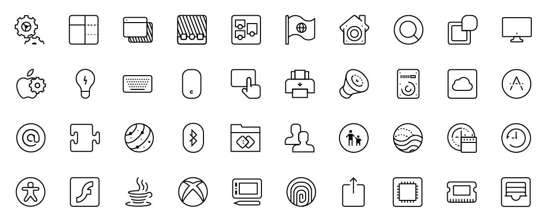 mac system preferences line icons