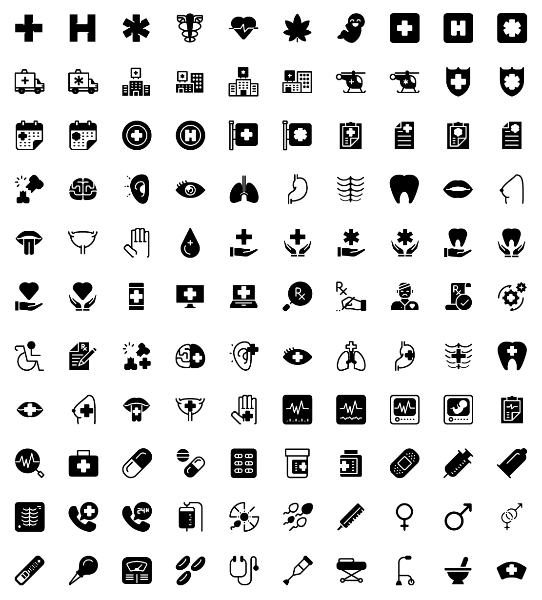 medical solid icons