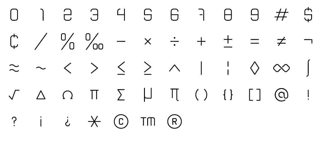 Numbers and Symbols Line Icons