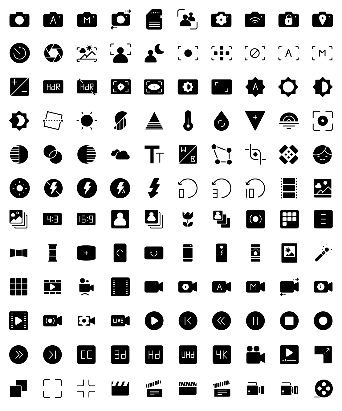 photography and video ui solid icons