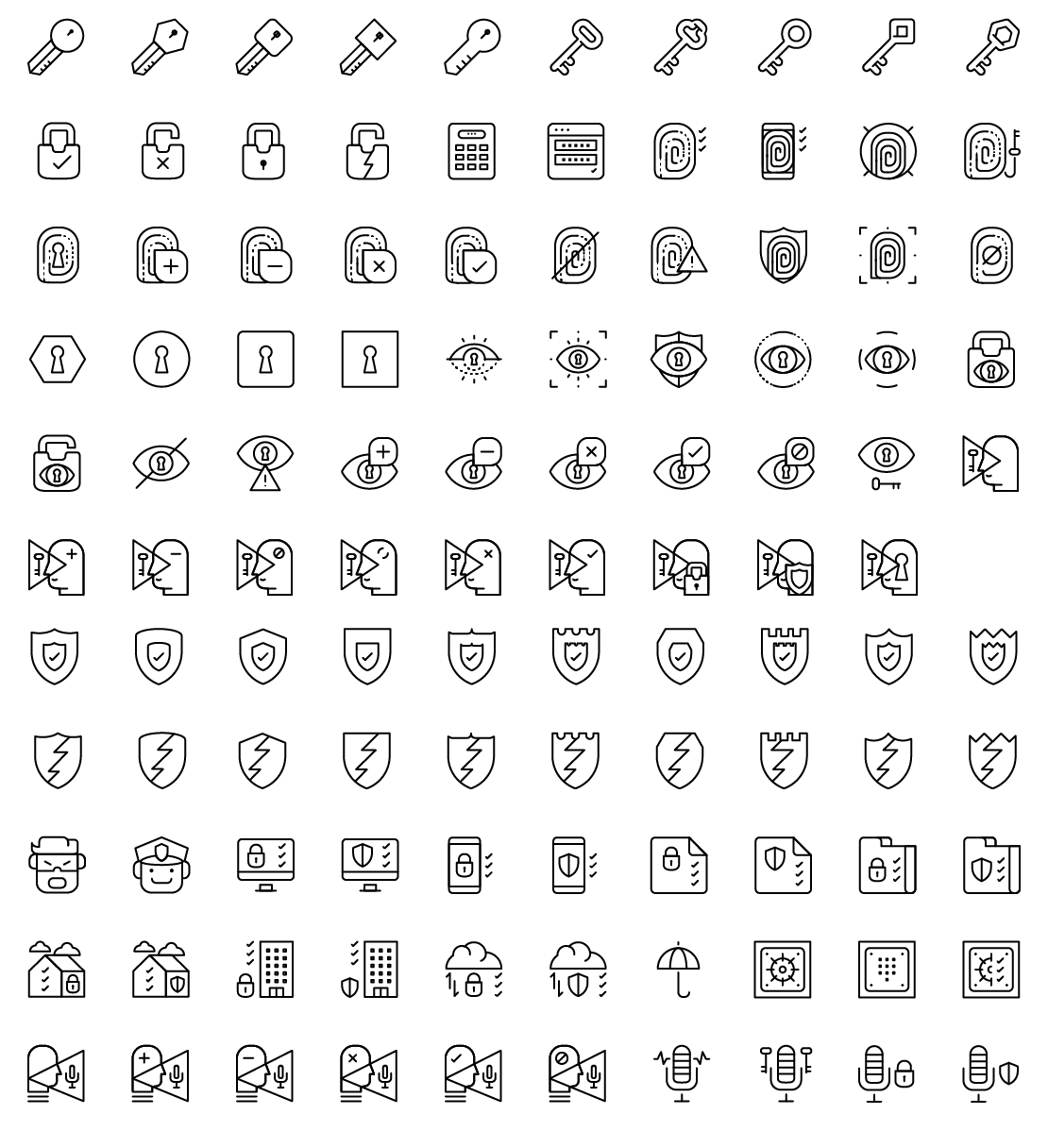 Protection and Security Line Icons