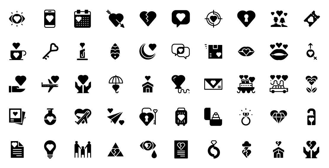 romance solid icons