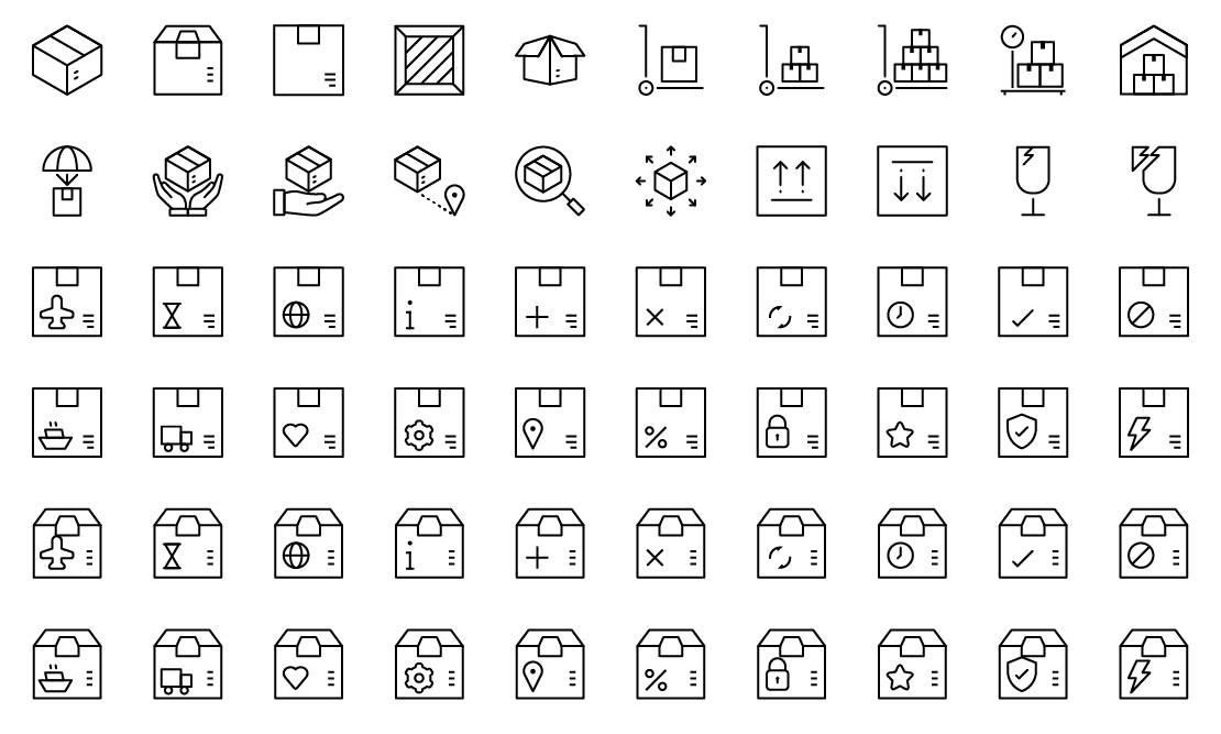 Shipping and Delivery Line Icons