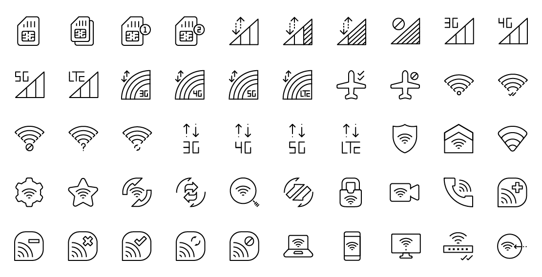 signal indicators line icons
