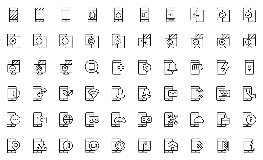 smart phones line icons