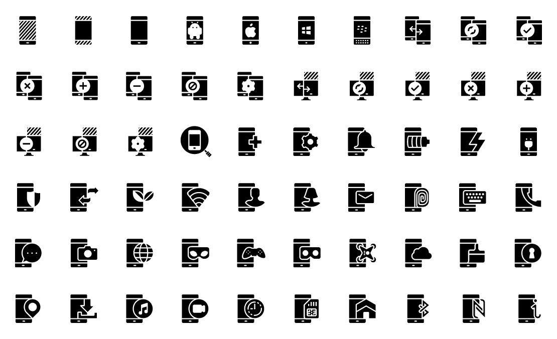 smart phones solid icons