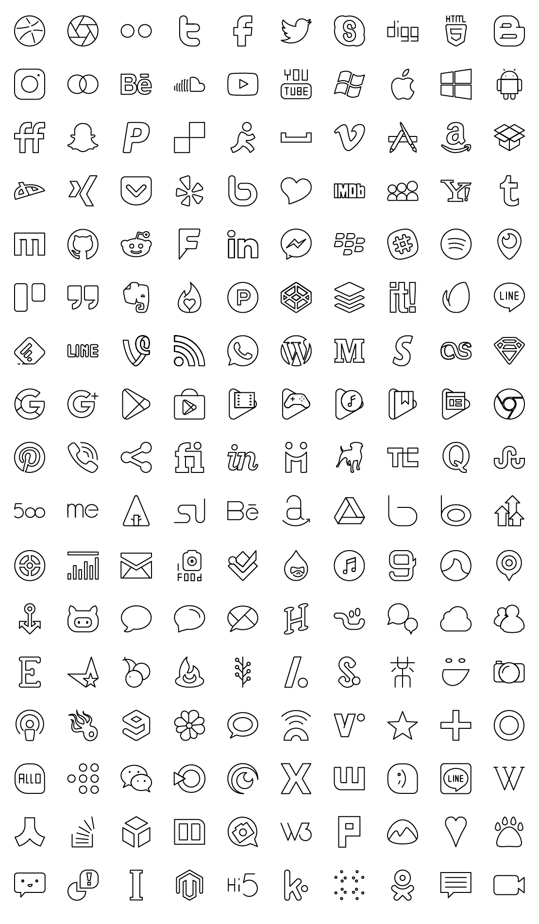 Social Media Line Icons