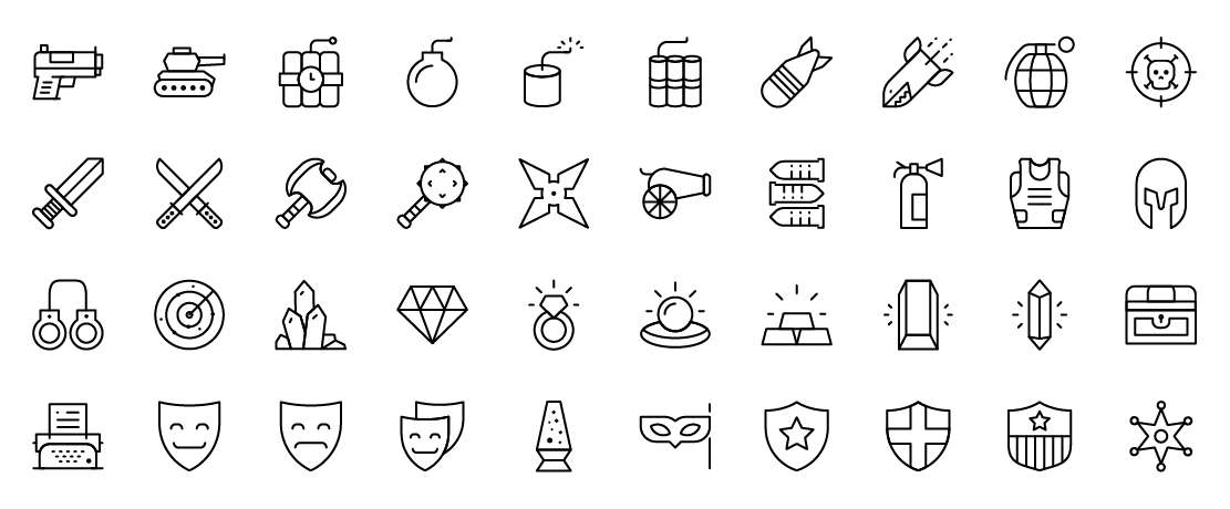 sub categories line icons