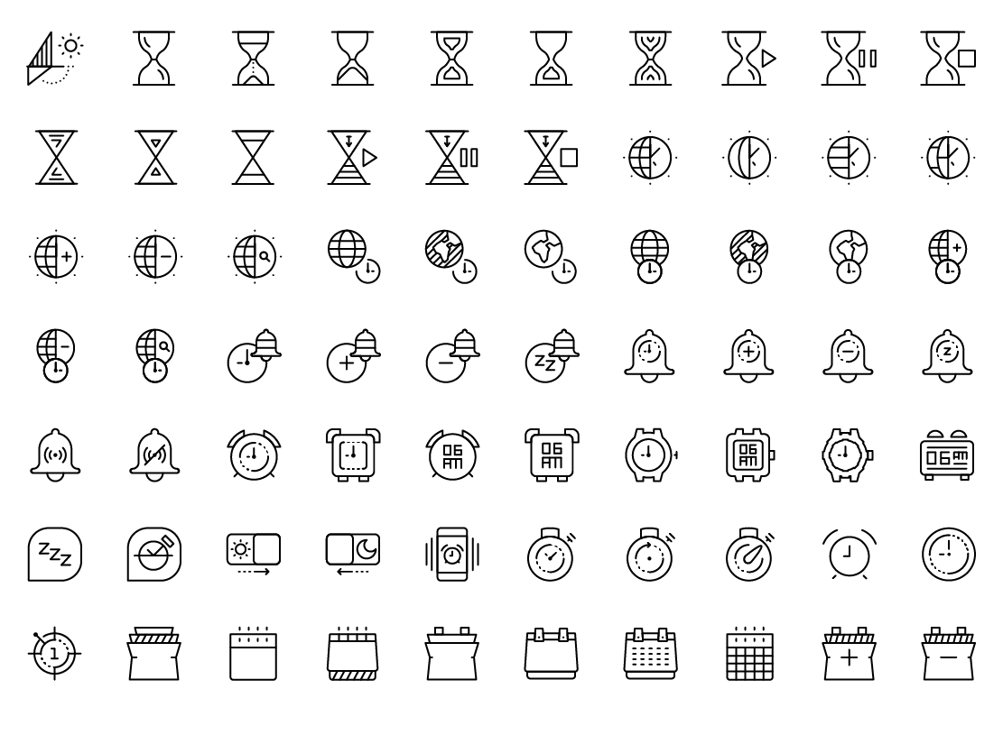 time and date line icons