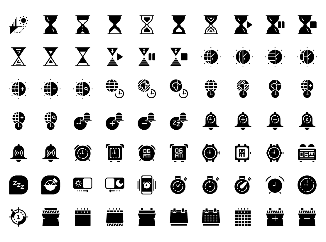 time and date solid icons