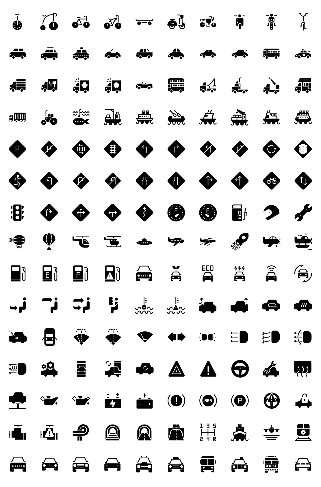 transportation solid icons