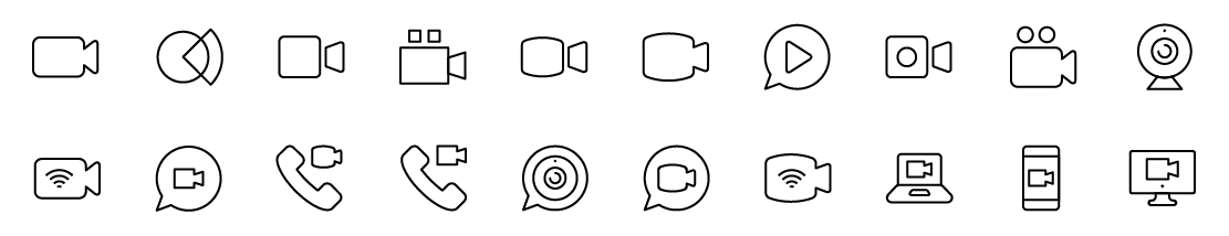 Video Call Line Icons