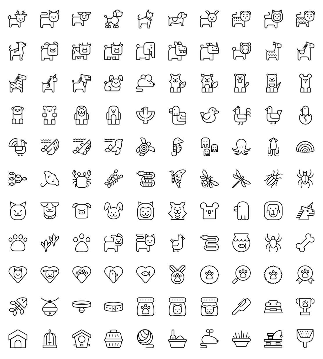 animal line icons