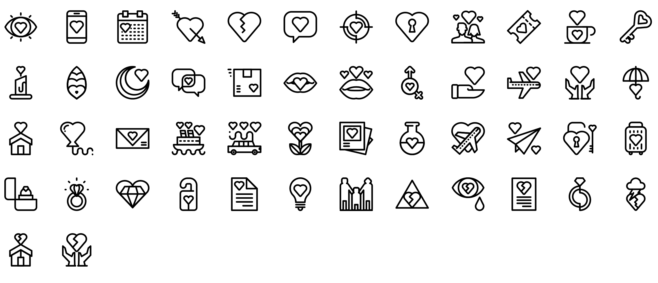 love-and-romance-line-icons-preview